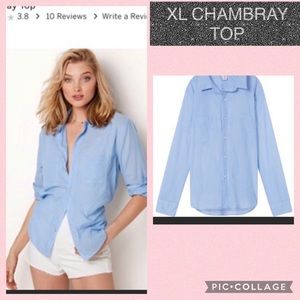 Vs chambray Button down shirt baby blue Sz xl